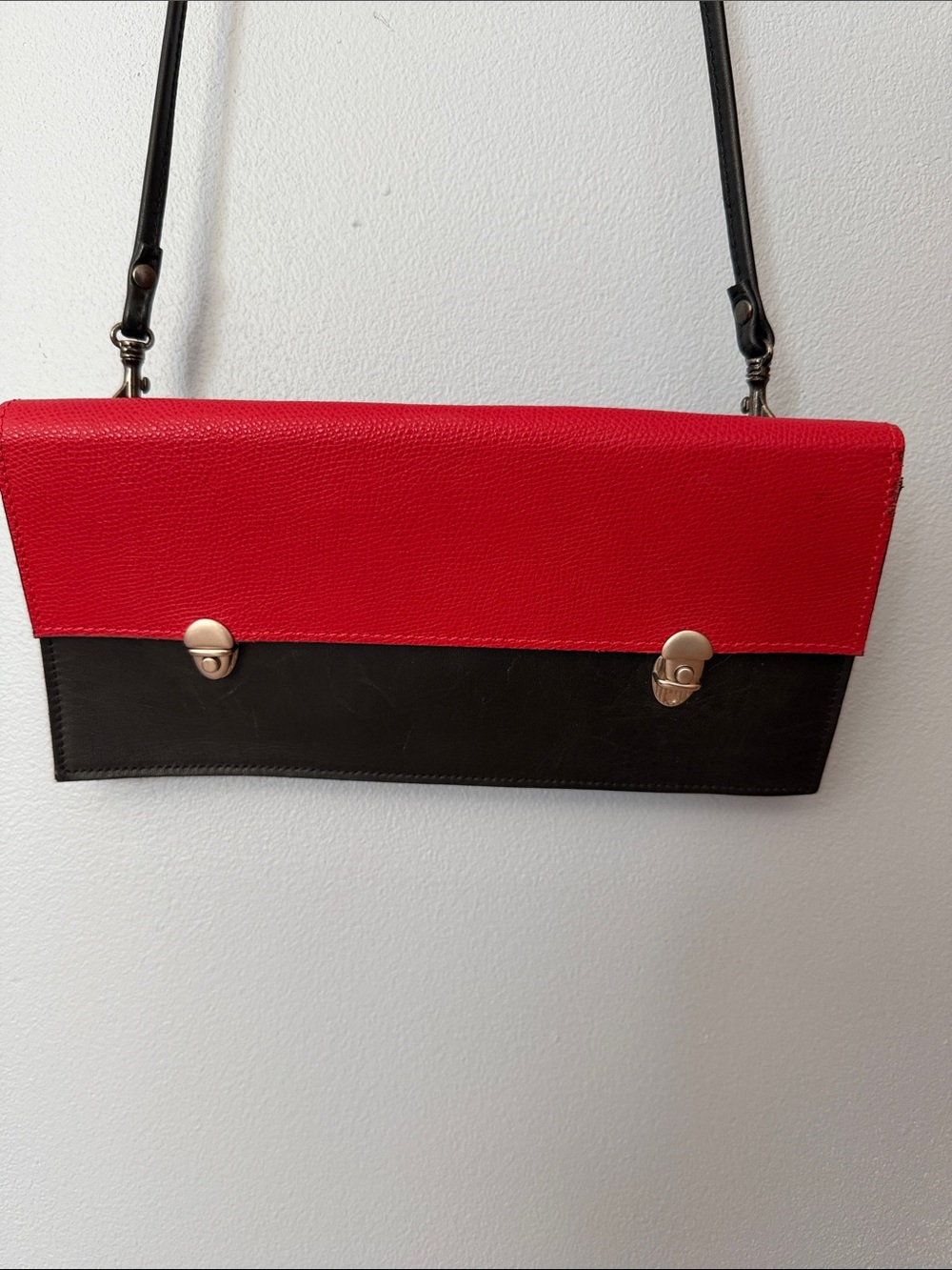 Hester van Eeghen Rare Designer Colorblock Leather Crossbody Clutch Bag
